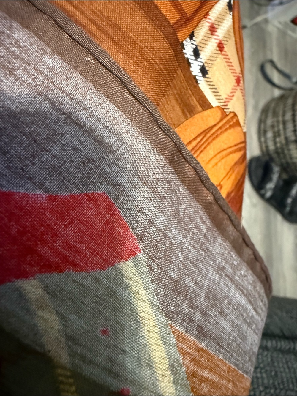 Burberry Multicolor Plaid Accessories Silk Scarf - Tan, Red, Brown, Cream - Picture 7 of 7
